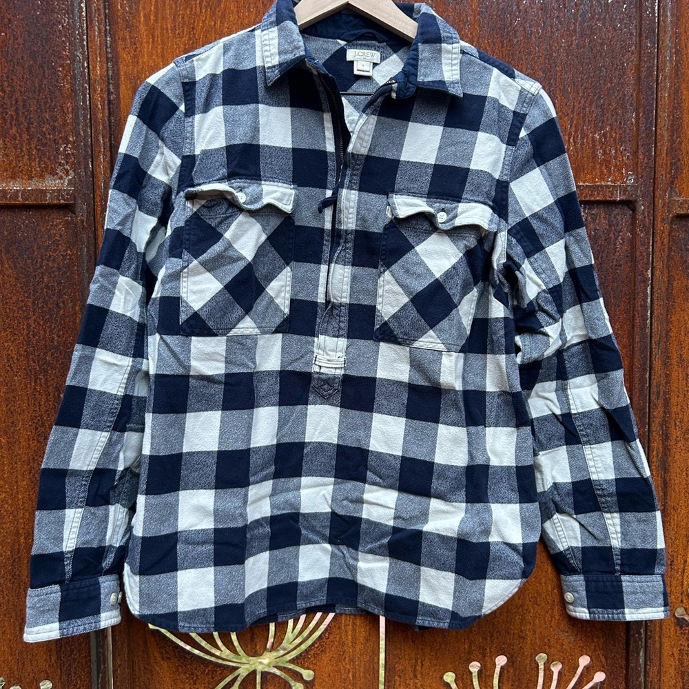 J.Crew Navy Plaid Flannel Shirt